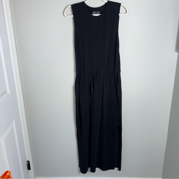 Pact Organic Cotton Blend Sleeveless Maxi Dress-Black-Waist Tie-Size Small - Picture 1 of 7